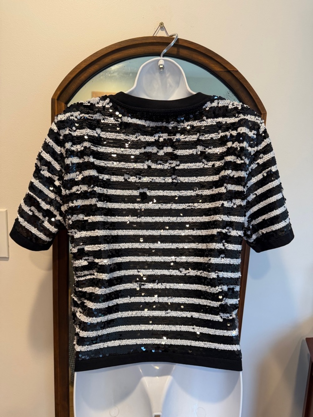J. Crew Sequin Embellished Striped Tee NWT M - Picture 4 of 6